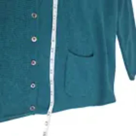 Mansted Cardigan Button Sweater Cotton Lagenlook Pockets Green Womens size XXL - Picture 7 of 8
